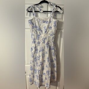 Chic White and Blue Floral Dress